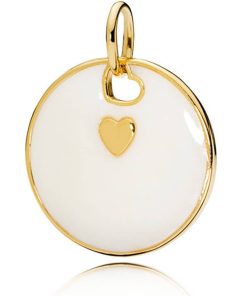 Love you more 14k Gold Plated  pendant with silver enamel