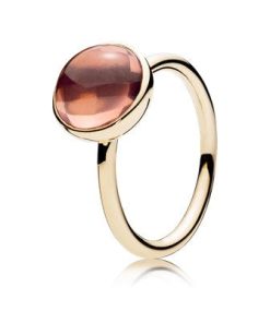 Ring in 14k with blush pink crystal