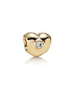 Heart gold charm with 0.12ct TW h/si diamonds