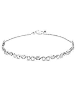 Chandelier silver choker with clear cubic zirconia