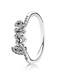 Love silver ring with cubic zirconia
