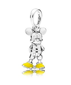 Mickey silver pendant with yellow enamel