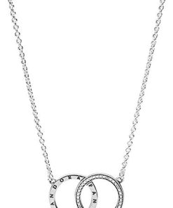 logo silver necklace with clear cubic zirconia