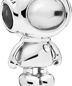Astronaut silver charm with clear cubic zirconia