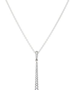Silver pendant with clear cubic zirconia and necklace