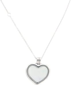 floating heart locket silver pendant and necklace