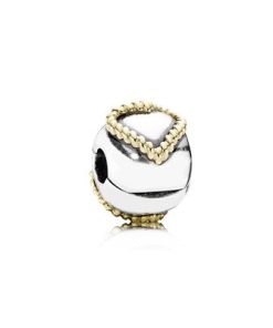 Braided heart silver charm with 14k