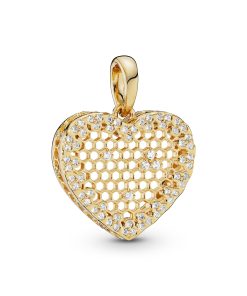 Heart 14k Gold Plated  pendant with clear cubic zirconia