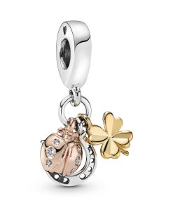 Horseshoe. Clover & Ladybird Dangle Charm