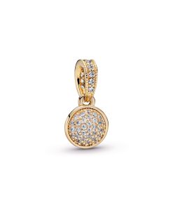 Pendant in 14k with clear cubic zirconia. 8 mm