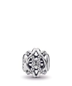 CARING ESSENCE COLLECTION openwork charm in silver with clear cubic zirconia