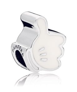 Mickey glove silver charm with white enamel
