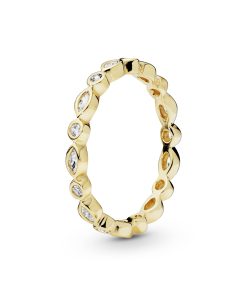 Round and oval eternity ring in 14k with clear cubic zirconia