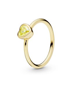 Heart 14k Gold Plated  ring with sunshine yellow cubic zirconia