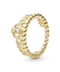 14k Gold Plated  tiara ring with clear cubic zirconia