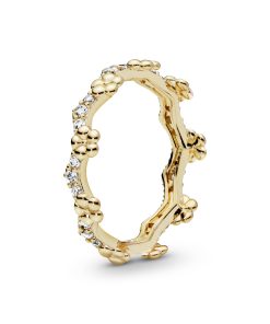 Flower 14k Gold Plated  ring with clear cubic zirconia