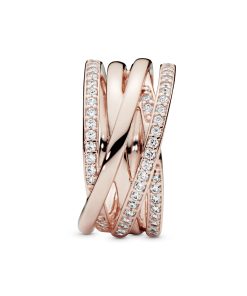 Rose ring with clear cubic zirconia