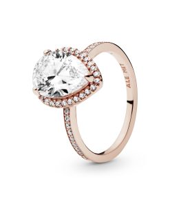 Rose ring with clear cubic zirconia