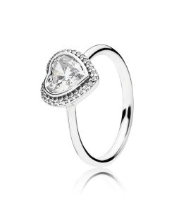 Heart silver ring with cubic zirconia