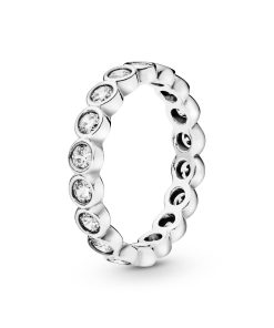 Large round eternity silver ring  with cubic zirconia