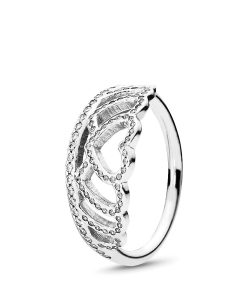 Tiara silver ring with clear cubic zirconia