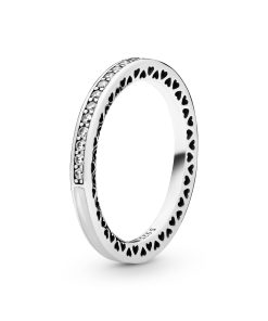 Silver ring with clear cubic zirconia and silver enamel