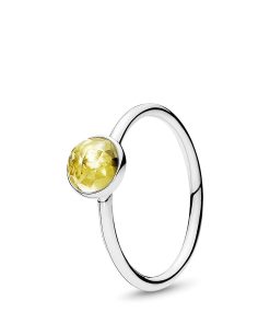 November birthstone silver ring with citrine. 6 mm