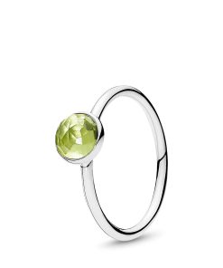 August birthstone silver ring with peridot. 6 mm