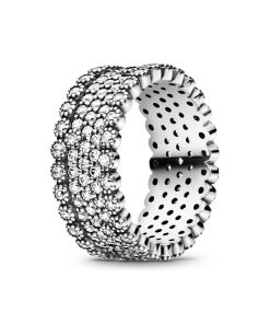 Silver ring with clear cubic zirconia