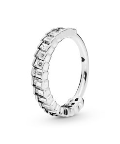 Ice cube silver ring with clear cubic zirconia
