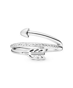 Arrow silver ring with clear cubic zirconia