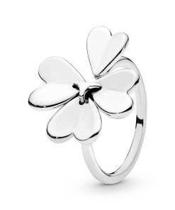 Clover silver open ring
