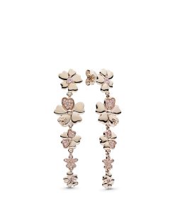 Floral 14k Rose Gold-plated earrings with rose pink crystal. soft pink crystal. orchid pink crystal and pink cubic zirconia