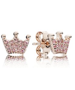 Crown 14k Rose Gold-plated stud earrings with orchid pink crystal and rose pink crystal