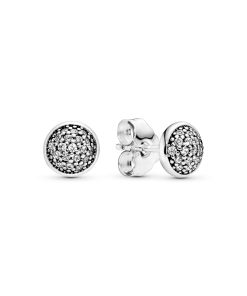Silver stud earrings with clear cubic zirconia. 6 mm