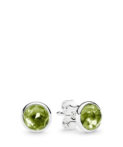 August birthstone silver stud earrings with peridot
