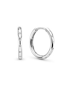 Hoop silver earrings with clear cubic zirconia
