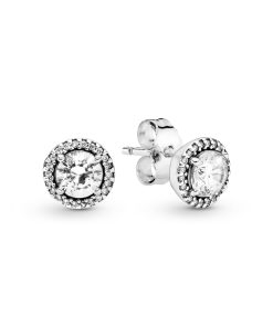 Silver stud earrings with clear cubic zirconia