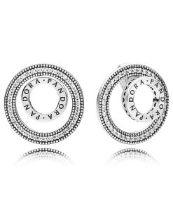 logo silver earrings with clear cubic zirconia