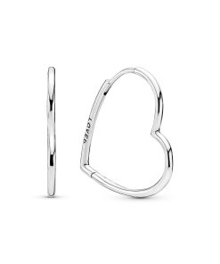 Asymmetrical heart silver hoop earrings
