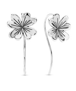Clover silver earrings with clear cubic zirconia