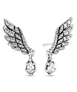 Wings sterling silver earrings with clear cubic zirconia