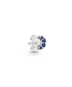 Crescent moon sterling sterling silver stud earring with true blue crystal