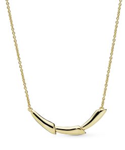 Flower stem 14k Gold Plated  collier with clear cubic zirconia