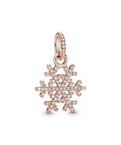 Rose snowflake pendant with clear cubic zirconia