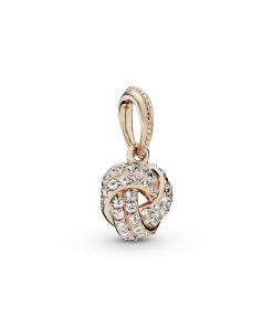 Rose love knot pendant with clear cubic zirconia