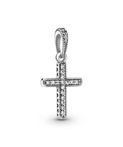 Cross silver pendant with clear cubic zirconia