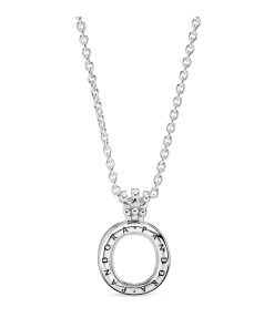 Crown O sterling silver locket pendant with sapphire crystal glass and necklace