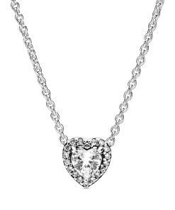 Heart sterling silver collier with clear cubic zirconia