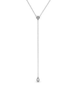 Sterling silver Y-necklace with clear cubic zirconia